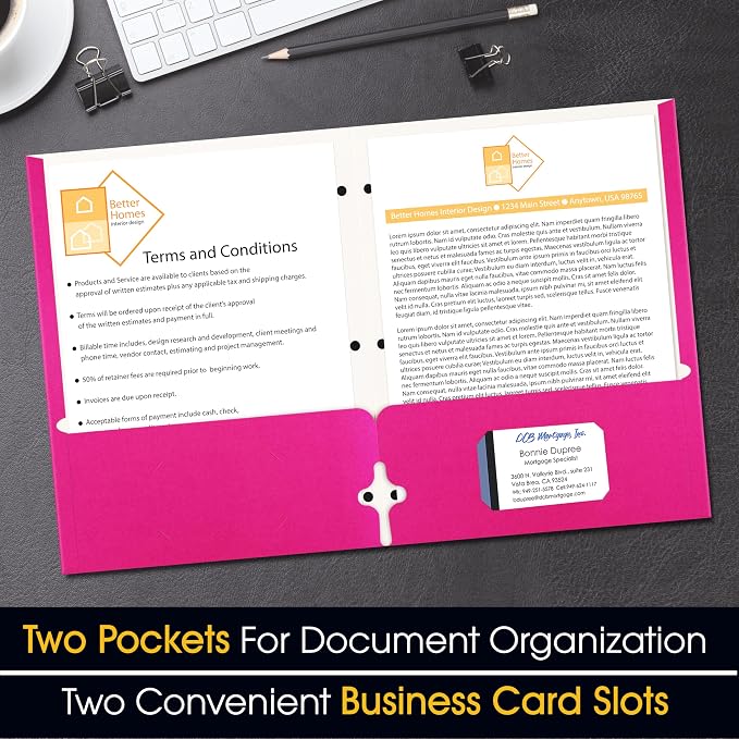 2 Pocket Portfolio Folders, 25 Pack, Trendy Cool Colors, Fits Letter Size Paper - Image 3