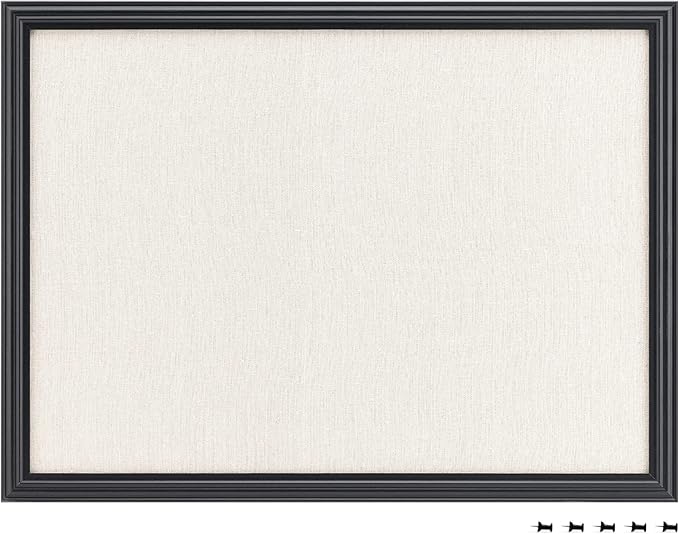 Navaris Framed Linen Bulletin Board - 17 x 23 inches Fabric Jewelry Organizer Pinboard for Wall Memory Memo Pin Board - Linen with Frame-DeskLoop Office
