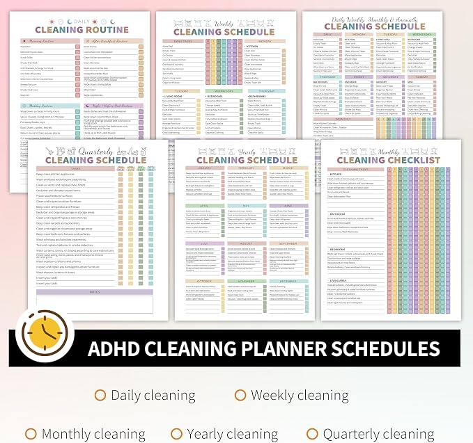 ADHD Cleaning Planner for Adults Women, Cleaning Schedule and Checklist Notebook - Image 4