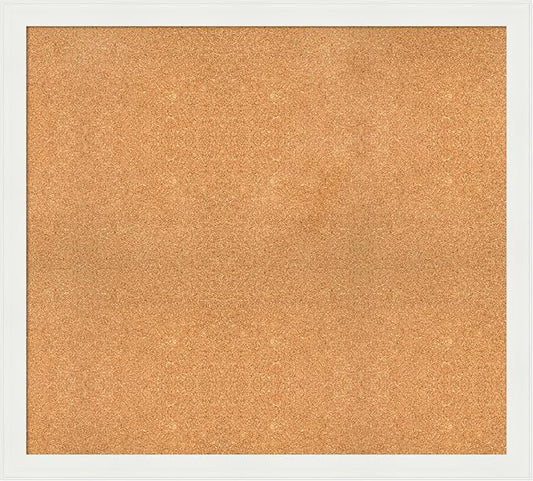 Amanti Art Natural Cork Board for Wall, 37x41 Vision Board with White Frame, Oversize Corkboard Office Decor for Home Organization, Casual Corkboard Pinboard to Display Items for Home Organization in-DeskLoop Office