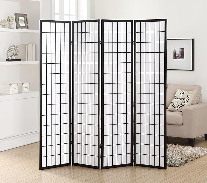 NicBex Room Divider 4 Panel Room Dividers with Oriental Style Partition Room Dividers and Folding Privacy Screens Wall Divider for Home, Office, Room Separation,72" W x 2" D x 72" H, Black-DeskLoop Office