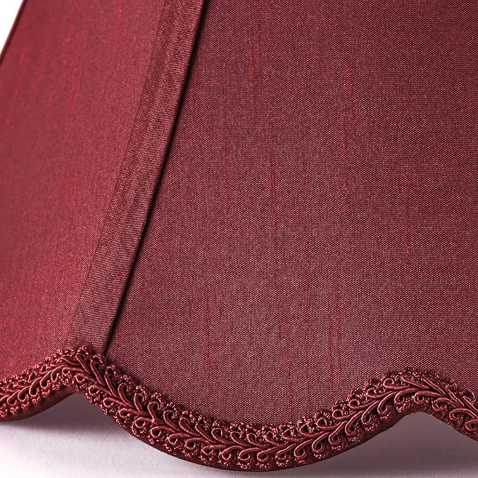 GOSO Set of 1 Elegant Leaf Scalloped Lamp Shade Burgundy, 6×13×9.8 Inch Spider - Image 3