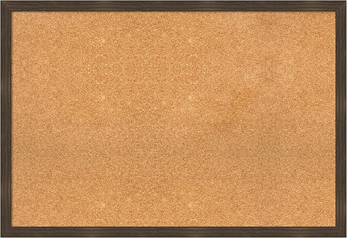 Amanti Art Natural Cork Board for Wall, 26x38 Vision Board with Brown Wood Frame, Large Corkboard Office Decor for Home Organization, Casual Corkboard Pinboard to display items for home organization-DeskLoop Office