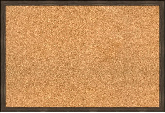 Amanti Art Natural Cork Board for Wall, 26x38 Vision Board with Brown Wood Frame, Large Corkboard Office Decor for Home Organization, Casual Corkboard Pinboard to display items for home organization-DeskLoop Office