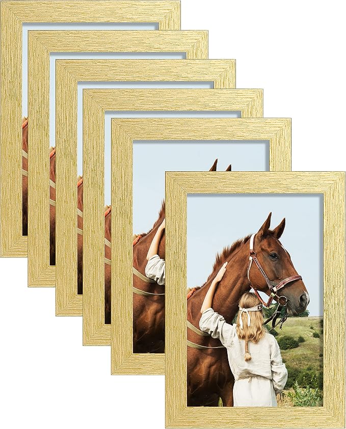 ELSKER&HOME 4x6 Picture Frame Gold Set of 6 Glass | Multi Photo Frames Collage by ELSKERHOME