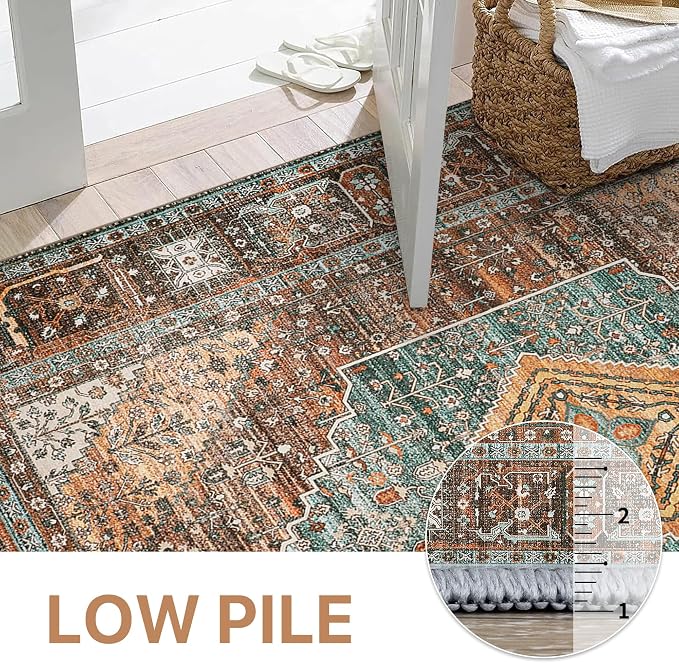 GENIMO 4x6 Area Rugs for Living Room, Machine Washable Rug, Non Slip Vintage - Image 6