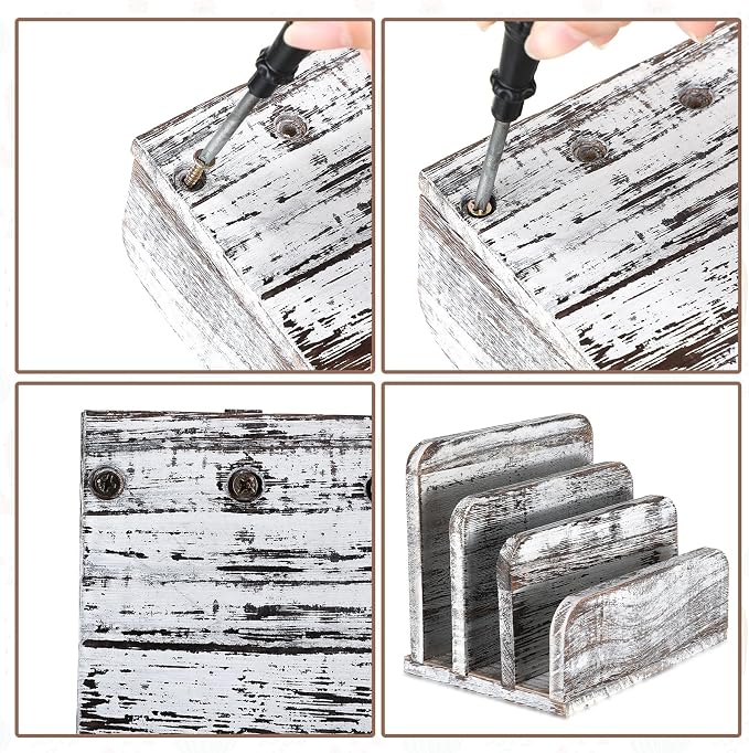 Briwooody Wooden Mail Organizer 3 Slots Mail Holder - Image 3