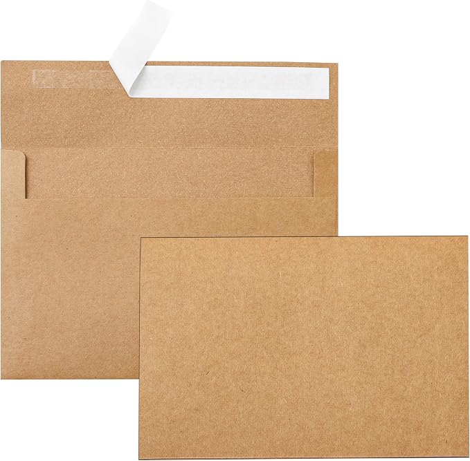 Silunkia 100 Packs Brown Blank Greeting Cards and Envelopes 4 x 6 Heavyweight by Silunkia