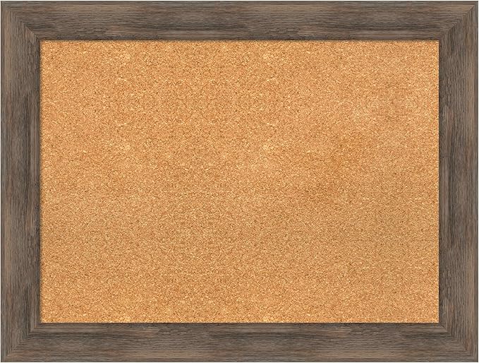 Amanti Art Natural Cork Board for Wall, 25x33 Vision Board with Brown Wood Frame, Medium Corkboard Office Decor for Home Organization, Rustic Farmhouse Corkboard Pinboard to display items for home-DeskLoop Office