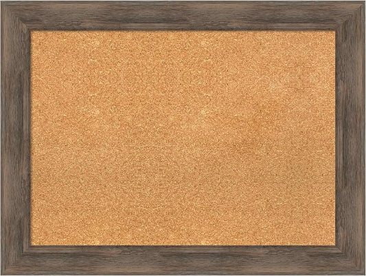 Amanti Art Natural Cork Board for Wall, 25x33 Vision Board with Brown Wood Frame, Medium Corkboard Office Decor for Home Organization, Rustic Farmhouse Corkboard Pinboard to display items for home-DeskLoop Office