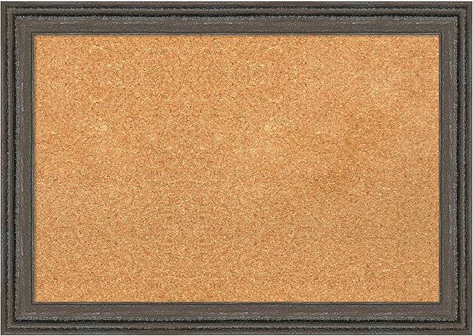 Amanti Art Natural Cork Board for Wall, 19x27 Vision Board with Brown Wood Frame, Medium Corkboard Office Decor for Home Organization, Rustic Farmhouse Corkboard Pinboard to display items for home-DeskLoop Office
