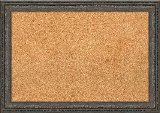 Amanti Art Natural Cork Board for Wall, 19x27 Vision Board with Brown Wood Frame, Medium Corkboard Office Decor for Home Organization, Rustic Farmhouse Corkboard Pinboard to display items for home-DeskLoop Office