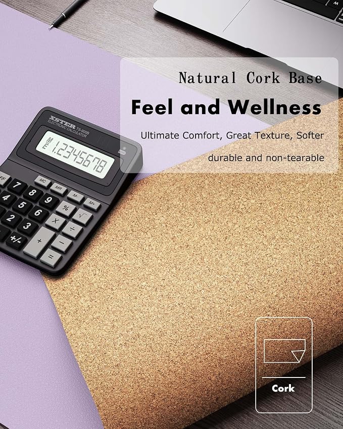 YSAGi Double-Sided Desk Pad, 35.4"x17"Leather Desk Mat, Eco Cork Desk Pad - Image 3