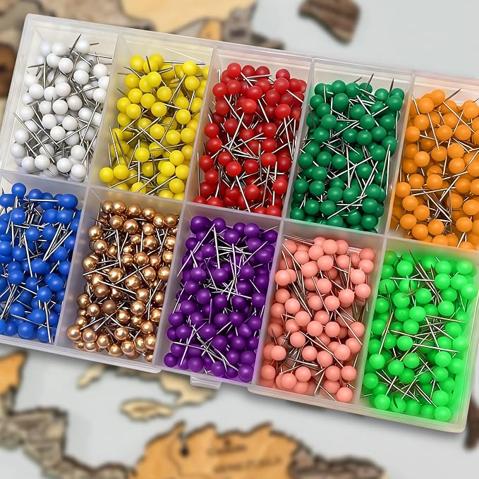1200 Pcs Multi-Color Push Pins for Travel Map, 1/8" Small Durable Map Tacks by Unknown