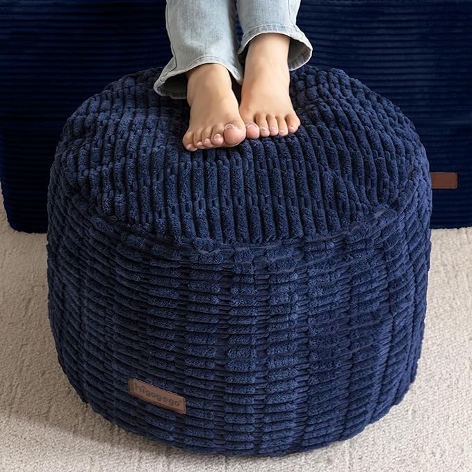 HIGOGOGO Pouf Ottoman Stuffed Round Modern Foam Filled Foot Rest Poufs by HIGOGOGO