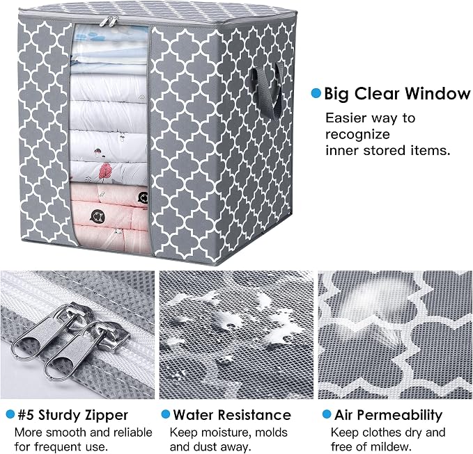 WISELIFE Storage Bags Large Blanket Clothes Organization and Storage Containers - Image 3