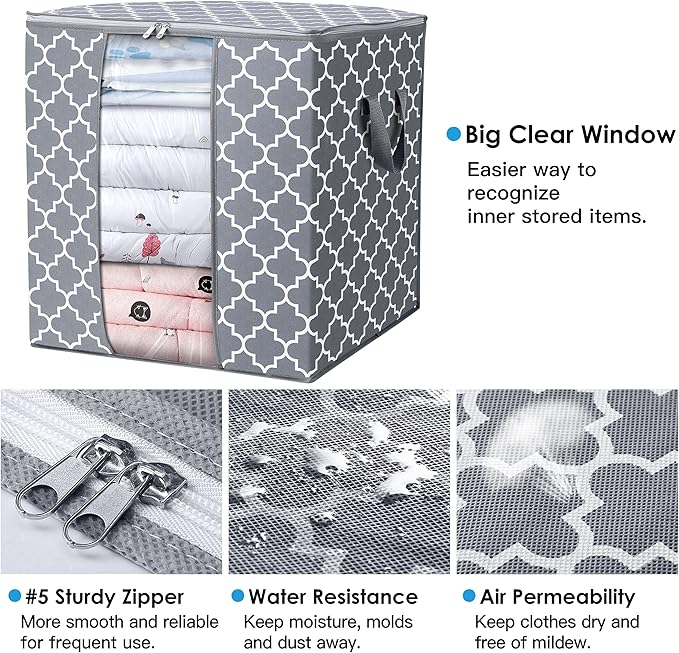 WISELIFE Storage Bags 4 Pack/100L Large Blanket Clothes Organization and - Image 4