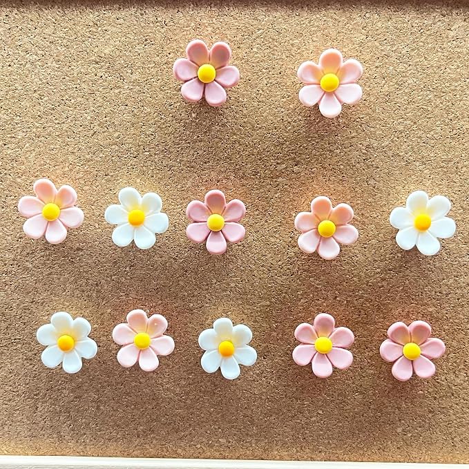 Cute Push Pins for Bulletin Board, Office Decor for Women Flower Thumb Tacks - Image 4