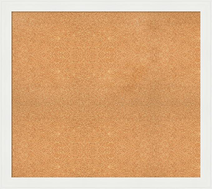 Amanti Art Natural Cork Board for Wall, 33x37 Vision Board with White Frame, Large Corkboard Office Decor for Home Organization, Casual Corkboard Pinboard to Display Items for Home Organization in-DeskLoop Office