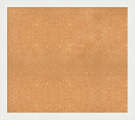 Amanti Art Natural Cork Board for Wall, 33x37 Vision Board with White Frame, Large Corkboard Office Decor for Home Organization, Casual Corkboard Pinboard to Display Items for Home Organization in-DeskLoop Office
