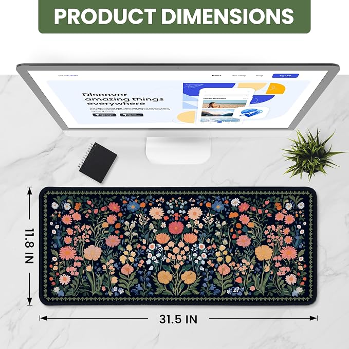 Aesthetic Desk Mat, Cute Whimsy Garden Desk Pad Protector - Image 2