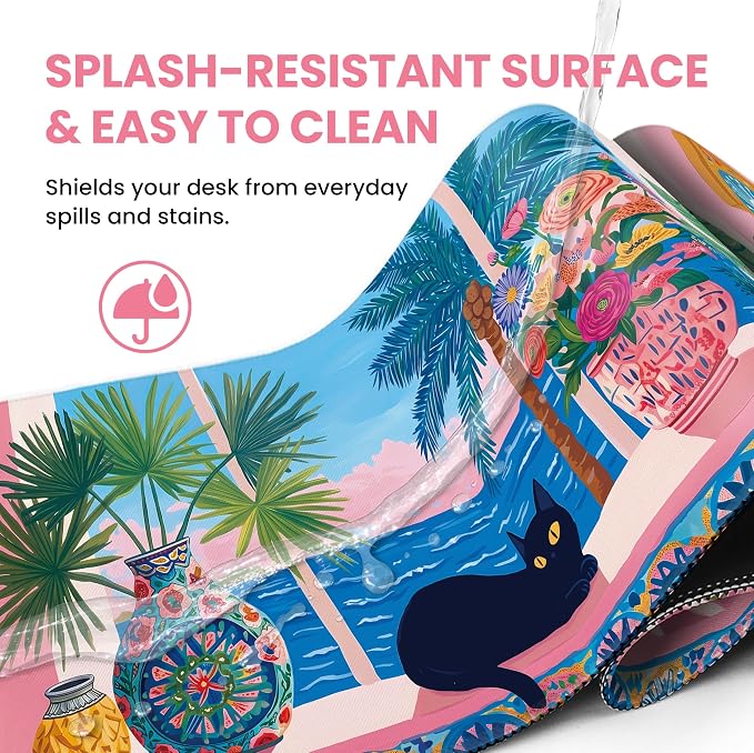 Aesthetic Desk Mat, Cute Quiet Cat Desk Pad Protector - Image 5