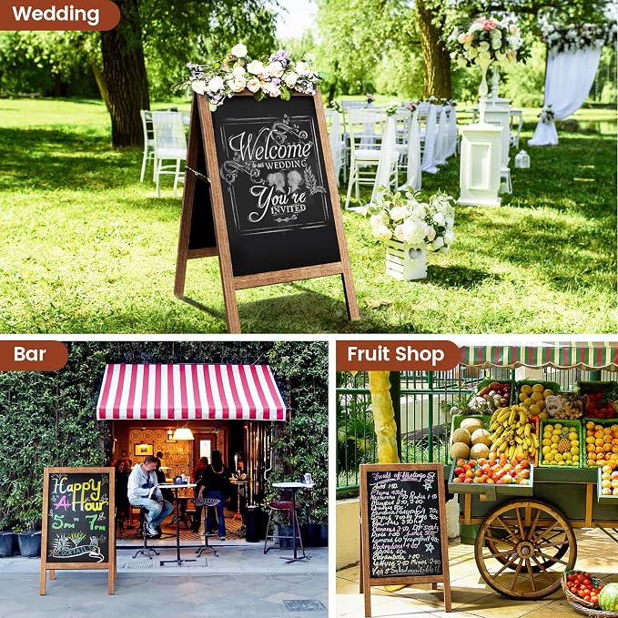 Chezerra A Frame Chalkboard Sign, Wooden Standing ChalkBoards Set - Image 7