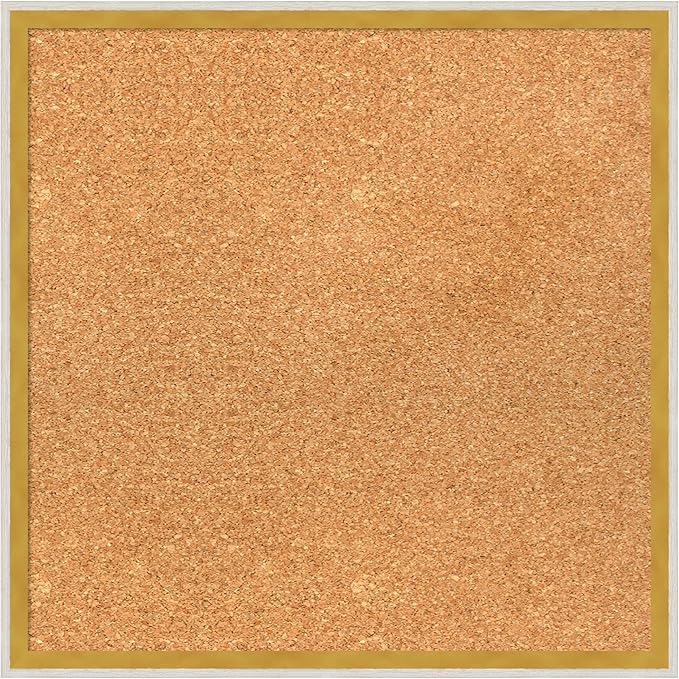 Amanti Art Natural Cork Board for Wall, 19x19 Vision Board with White Frame, Small Corkboard Office Decor for Home Organization, Modern Corkboard Pinboard to Display Items for Home Organization in-DeskLoop Office