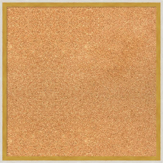 Amanti Art Natural Cork Board for Wall, 19x19 Vision Board with White Frame, Small Corkboard Office Decor for Home Organization, Modern Corkboard Pinboard to Display Items for Home Organization in-DeskLoop Office