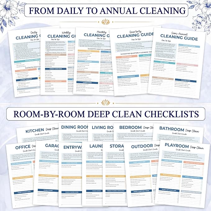 Blue Floral ADHD Cleaning Planner - Image 4