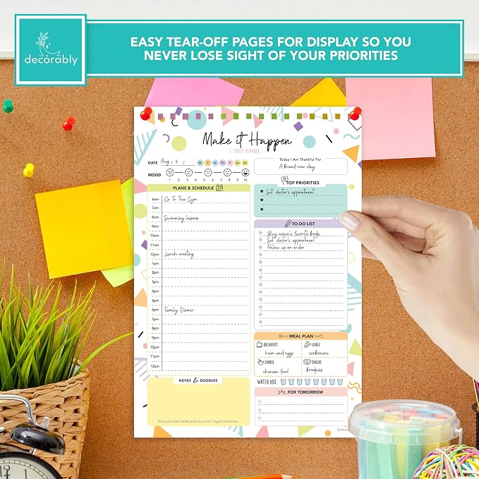 Decorably 52 Sheets Colorful Pastel Undated Daily Planner Pad - Image 5