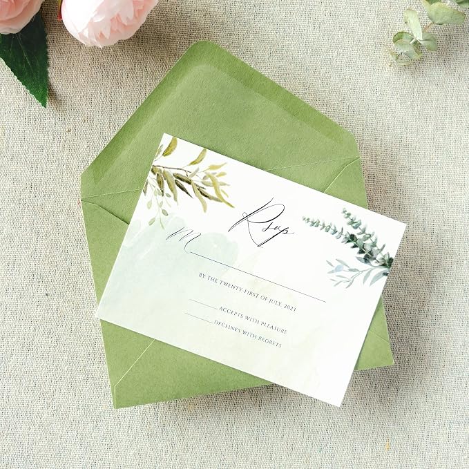 PONATIA 50 Pack A1 Envelopes, 3.62 x 5.2'' Sage Green Envelopes Perfect - Image 3
