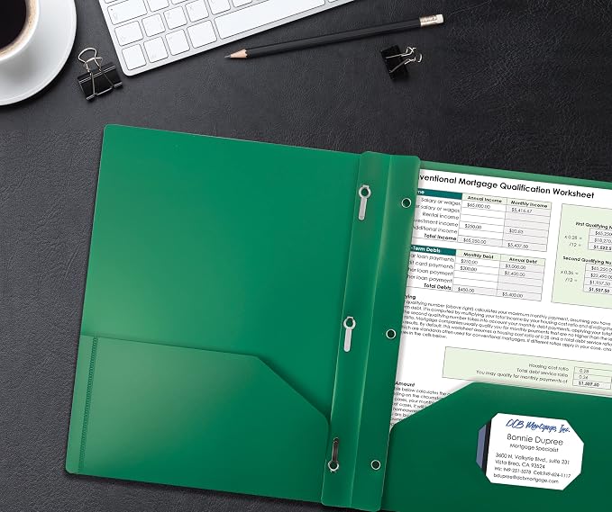 Better Office Products Green Plastic 2 Pocket Folders - Image 4