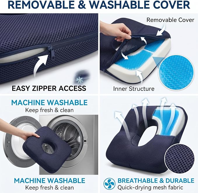 Gel Seat Cushion for Office Chair, Memory Foam - Image 4