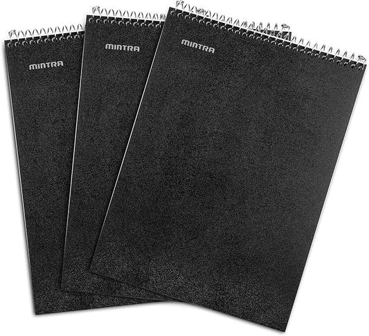 Mintra Office TOP BOUND Durable Spiral Notebooks (Black, College Ruled 3pk)-DeskLoop Office