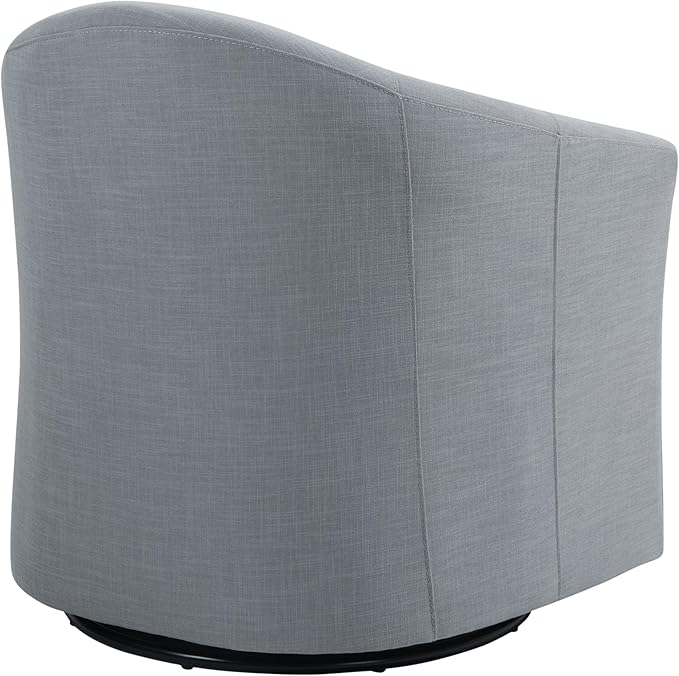 UIXE 360° Swivel Barrel Accent Chair, Modern Round Arm Chair Upholstered Club Armchair, Single Sofa Seating in Fabric for Living Room, Bedroom (Pebble Grey)-DeskLoop Office