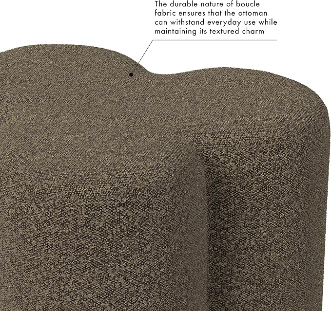 HomePop Upholstered Clover Shaped Ottoman Home Décor|Foot Rest Ottoman - Dark Brown Boucle-DeskLoop Office