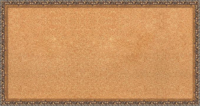 Amanti Art Natural Cork Board for Wall, 18x34 Vision Board with Bronze Frame, Medium Corkboard Office Decor for Home Organization, Traditional Corkboard Pinboard to Display Items for Home-DeskLoop Office