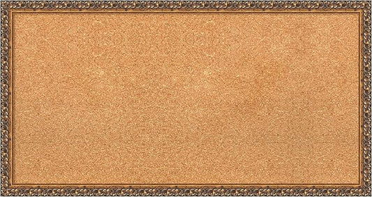Amanti Art Natural Cork Board for Wall, 18x34 Vision Board with Bronze Frame, Medium Corkboard Office Decor for Home Organization, Traditional Corkboard Pinboard to Display Items for Home-DeskLoop Office