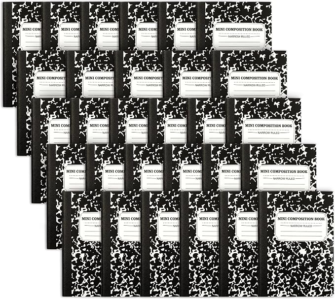 feela Mini Composition Notebook, Cute 30 Pack Black Narrow Ruled Mini by feela