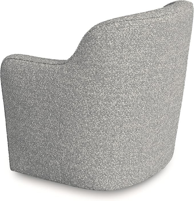 Upholstered 360° Barrel Back Swivel Chair | Accent Chairs for Living Room & Bedroom | Decorative Home Furniture, White Boucle with Gray Yarn-DeskLoop Office