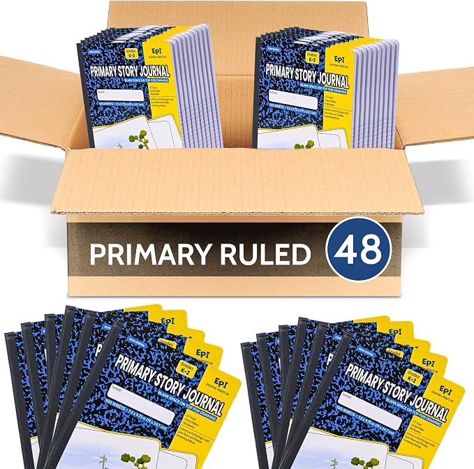 48 Pack - EPI Primary Ruled Composition Notebook Black - 200 Pages, 9-3/4 x 7-½ by EPI