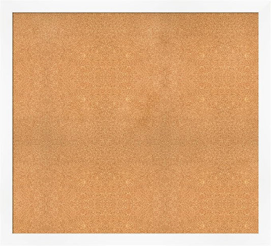 Amanti Art Natural Cork Board for Wall, 39x43 Vision Board with White Frame, Oversize Corkboard Office Decor for Home Organization, Modern Corkboard Pinboard to Display Items for Home Organization in-DeskLoop Office