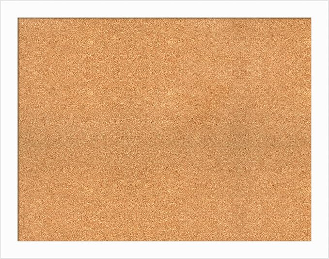 Amanti Art Natural Cork Board for Wall, 29x37 Vision Board with White Frame, Large Corkboard Office Decor for Home Organization, Casual Corkboard Pinboard to Display Items for Home Organization in-DeskLoop Office