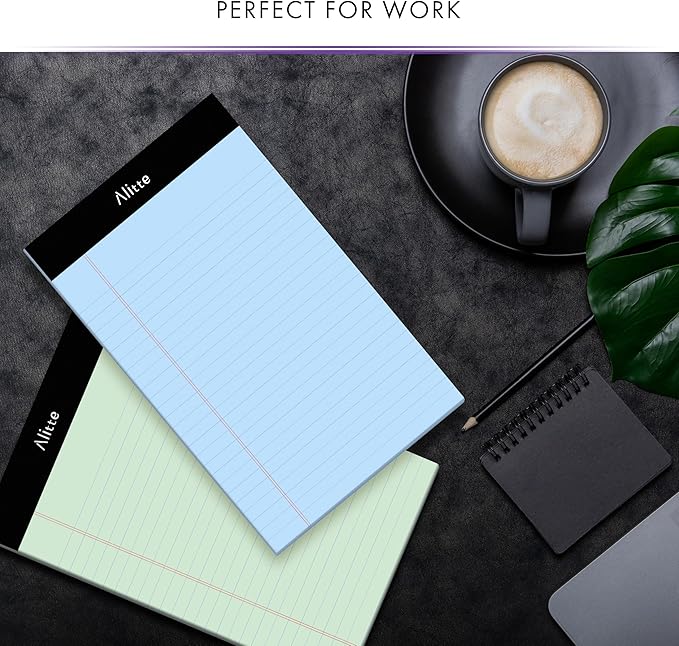 Colored Legal Notepads 5x8, Pack of 12- Perforated Narrow Ruled Writing Pad - Premium Thick Paper, No Ink Bleeding - Legal Pads For Home, Office, School, Business - 50 Sheets Per Notebook-DeskLoop Office
