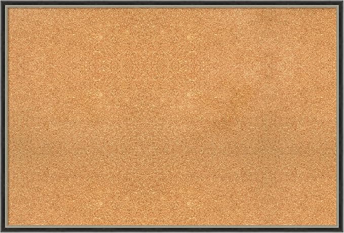 Amanti Art Natural Cork Board for Wall, 25x37 Vision Board with Black Wood Frame, Large Corkboard Office Decor for Home Organization, Modern Contemporary Corkboard Pinboard to display items for home-DeskLoop Office