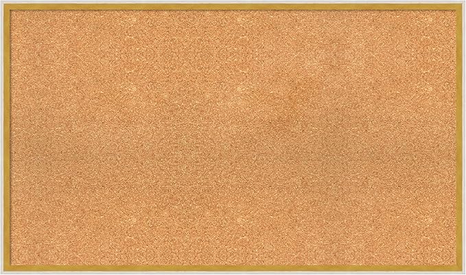 Amanti Art Natural Cork Board for Wall, 23x39 Vision Board with White Frame, Large Corkboard Office Decor for Home Organization, Modern Corkboard Pinboard to Display Items for Home Organization in-DeskLoop Office