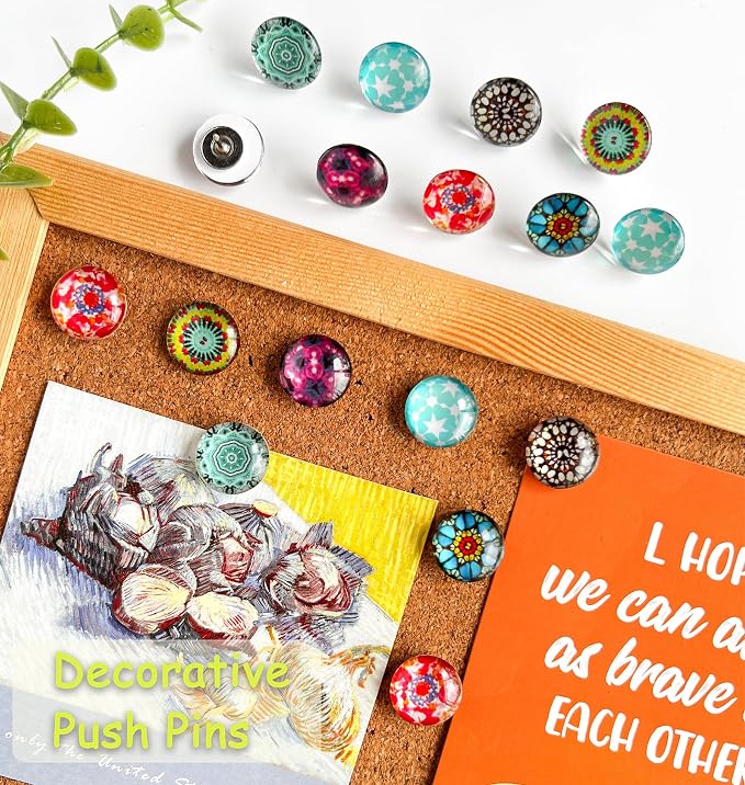 Push Pins, Thumb Tacks for Bulletin Board, Glass Decorative Pins and Tacks - Image 2