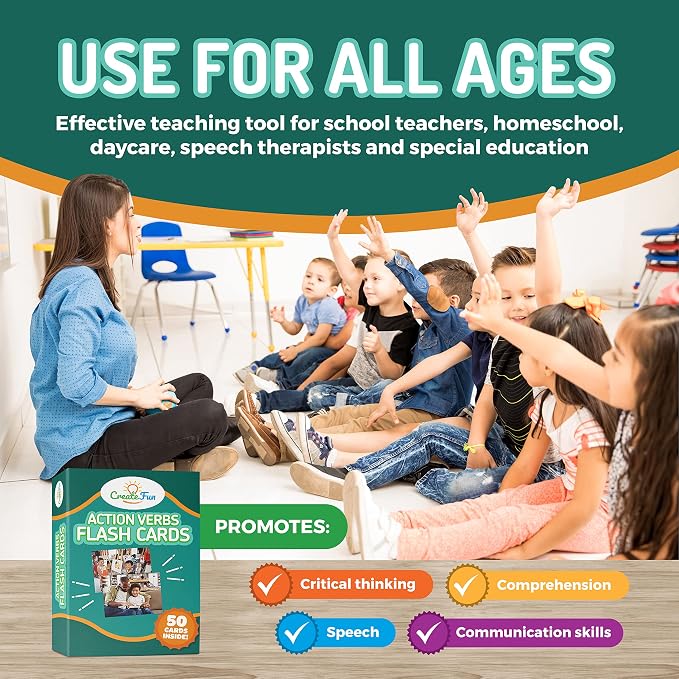 50 Action Verbs Flash Cards - Image 6