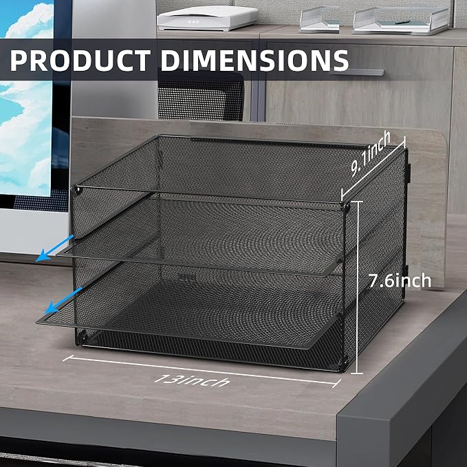 DALTACK 3 Tier Letter Tray Paper Organizer - Image 4